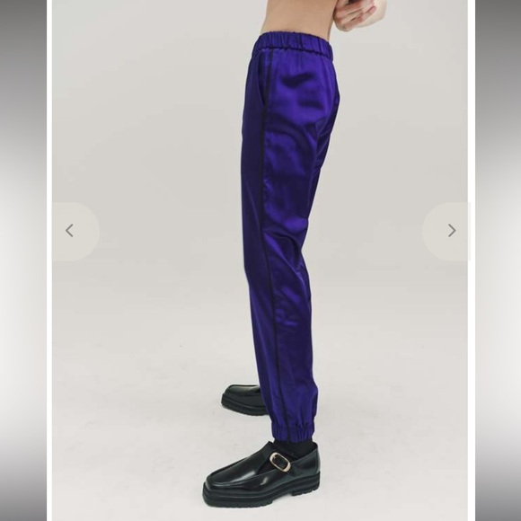 ERNEST W. BAKER Satin Slim Track Pants Deep Purple Size XL